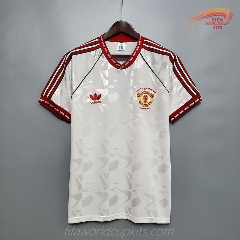 Manchester United 90-91 Away White Football Kit