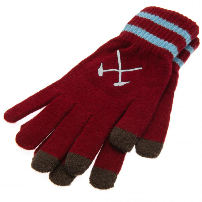 West Ham United Fc Touchscreen Knitted Gloves Youths - Economical