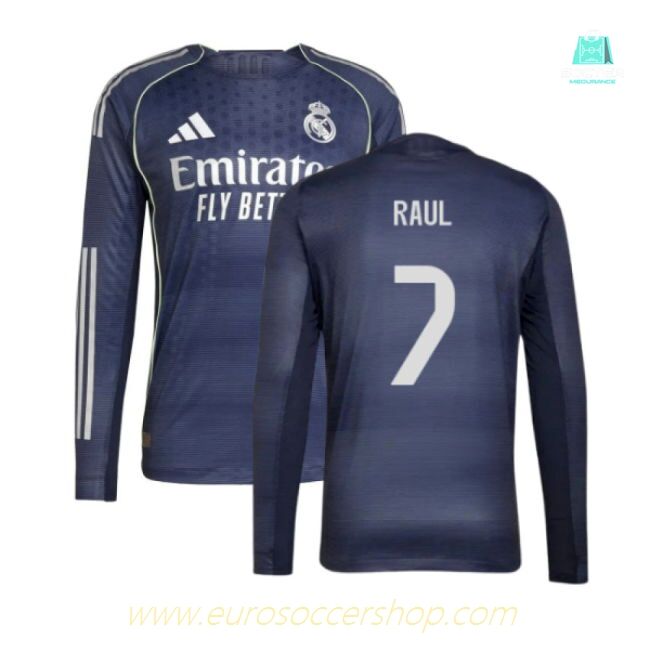 2025-2026 Real Madrid Long Sleeve Away Shirt (Raul 7)