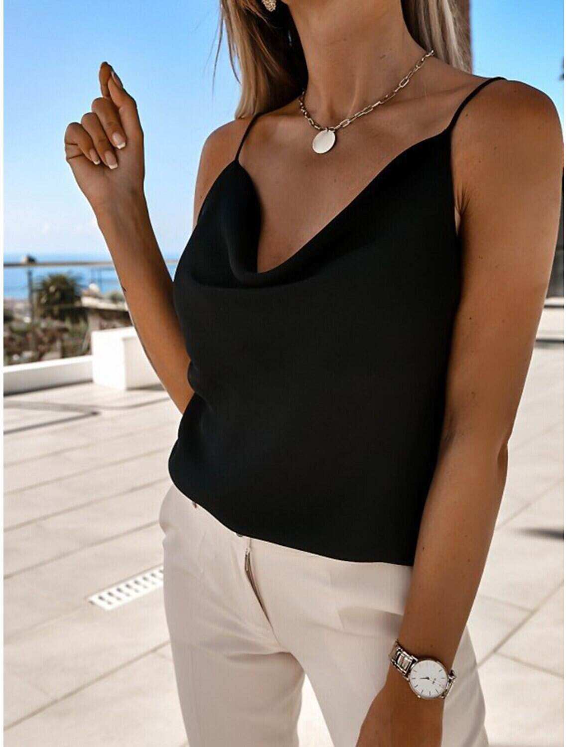 Women's Shirt Tank Top Camisole Going Out Tops Plain Party Daily Weekend Streetwear Casual Sleeveless V Neck