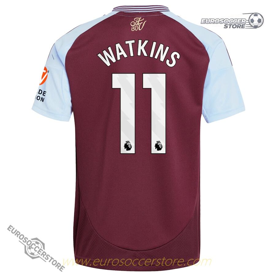 Aston Villa's Home Jersey for the 24-25 season, featuring Watkins wearing the number 11.