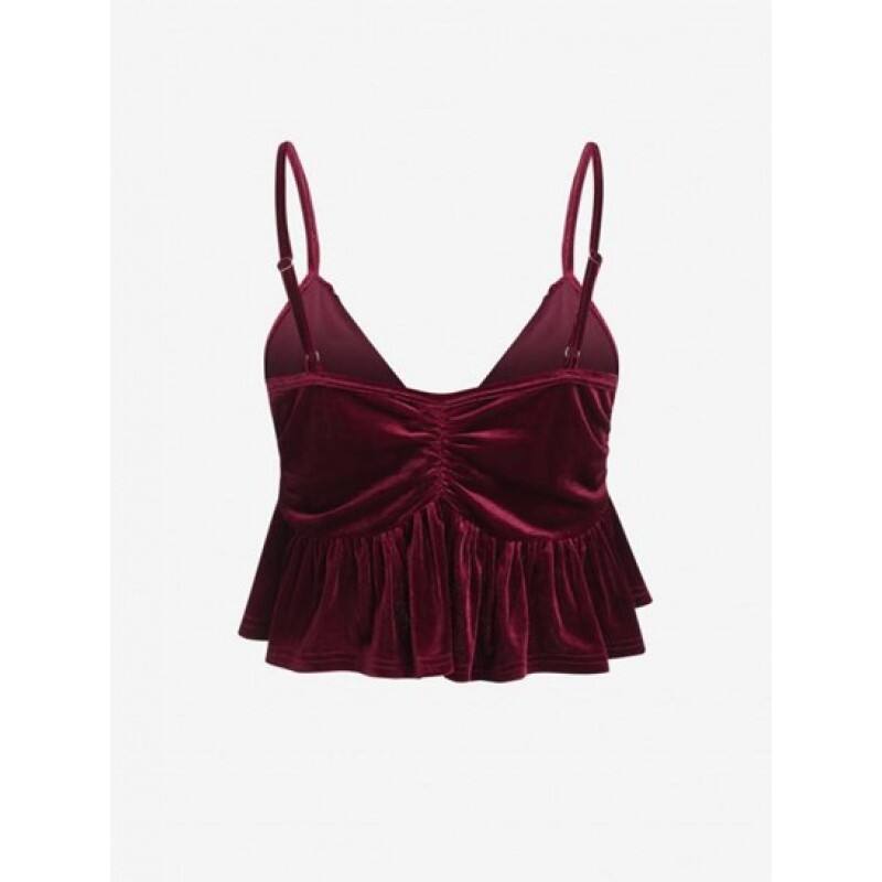 Velour Ruched Peplum Camisole FD3822