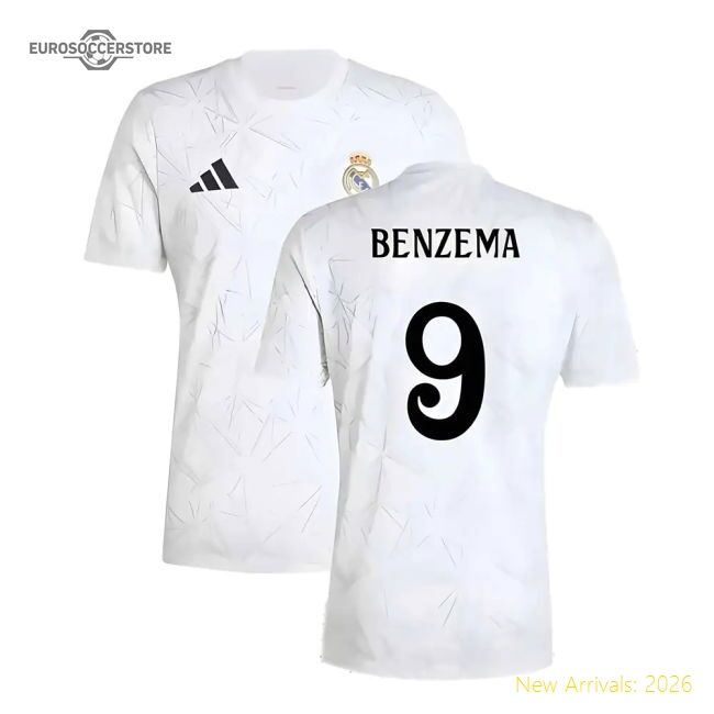 Luxury 2024-2025 Real Madrid Pre-match Shirt (white) (benzema 9)