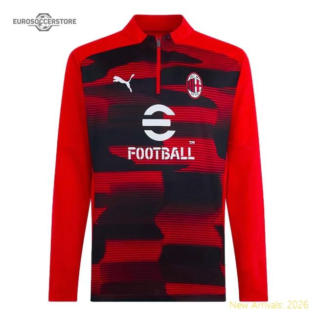 Top-grade 2024-2025 Ac Milan Prematch 14 Zip Top (red)