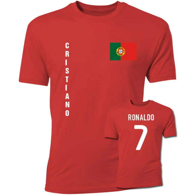 Cristiano Ronaldo Portugal Flag T-Shirt (Red) Worldcup Official