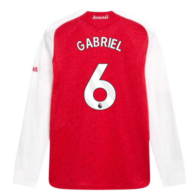 Adult 2025-2026 Arsenal Authentic Long Sleeve Home Shirt (Gabriel 6)