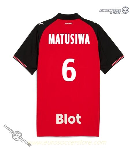 Rennes 25-26 Season Home Jersey with MATUSIWA 6 Printing