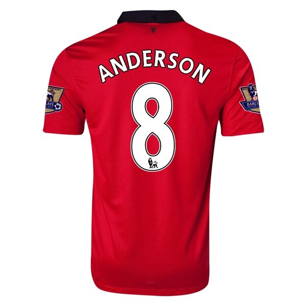 13-14 Manchester United 8 ANDERSON Home Jersey Shirt - Official