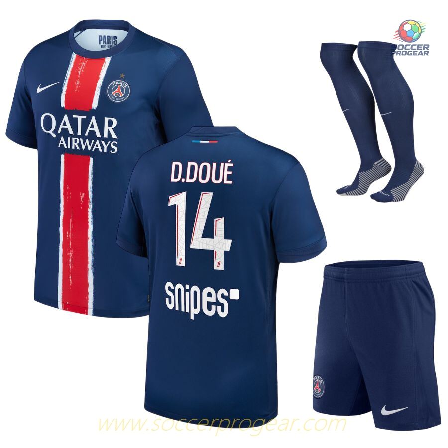 PSG Home Football Soccer Jersey Youth Soccer Jersey 2024/25 Collection Désiré Doué 1 Etoile