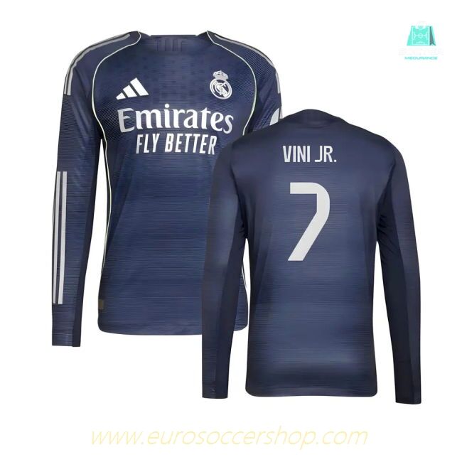 2025-2026 Real Madrid Authentic Long Sleeve Away Shirt (Vini Jr. 7)