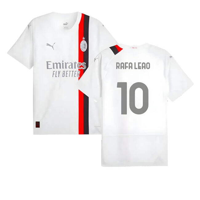 Rafa Leao 10 Genuine 2023-2024 AC Milan Italian Football Away Uniform