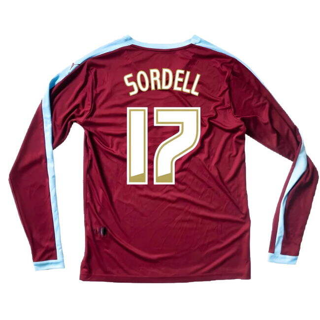 Burnley 2015-16 Long Sleeve Home Shirt ((Excellent) S) (Sordell 17)