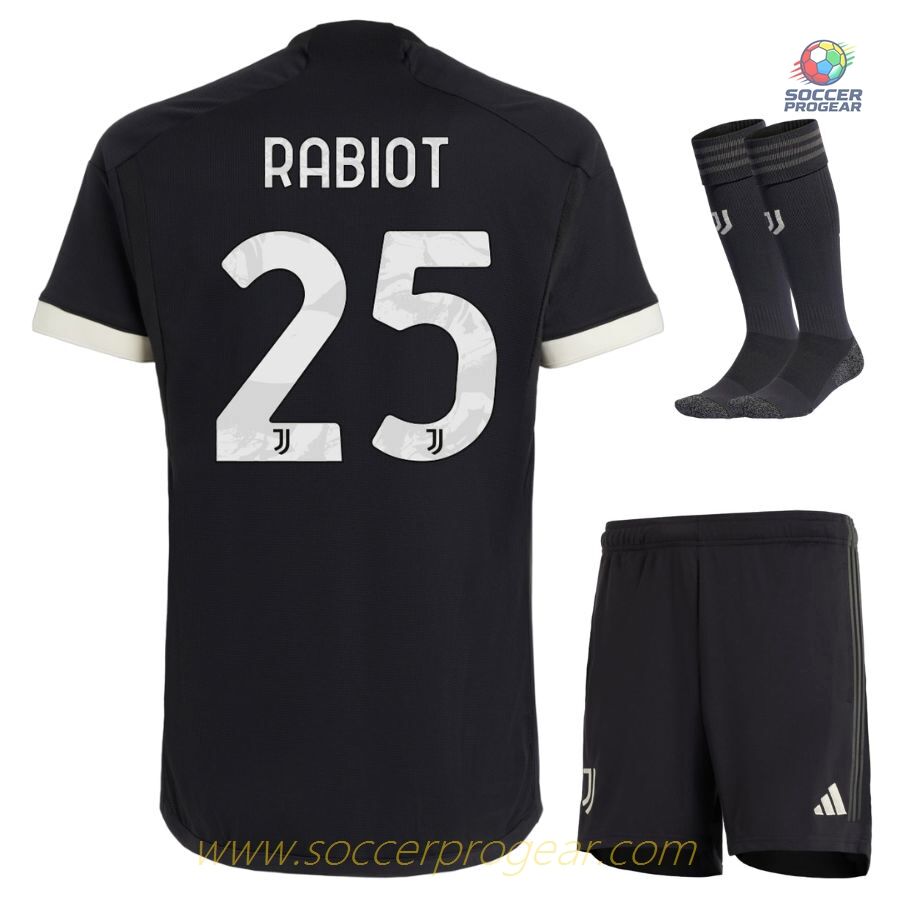 Juventus Third Youth Football Kit Team Shirt 2023 2024 Rabiot
