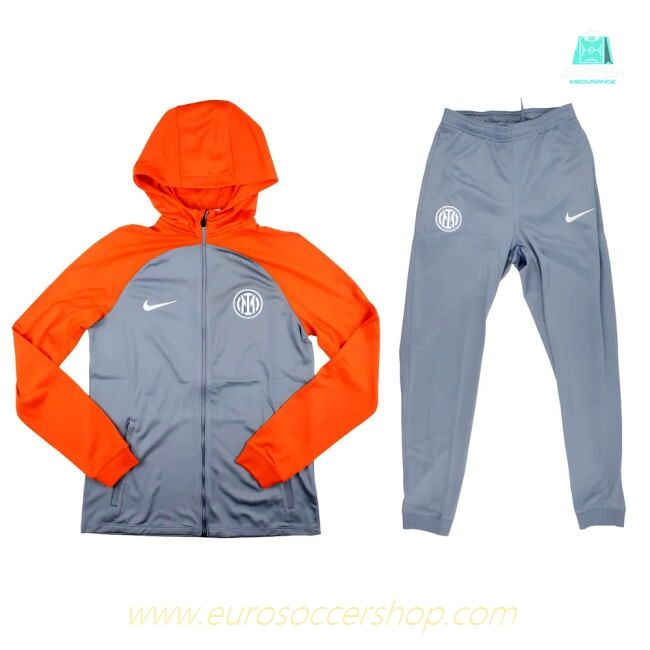 2023-2024 Inter Milan Hooded Strike Tracksuit (Ash)
