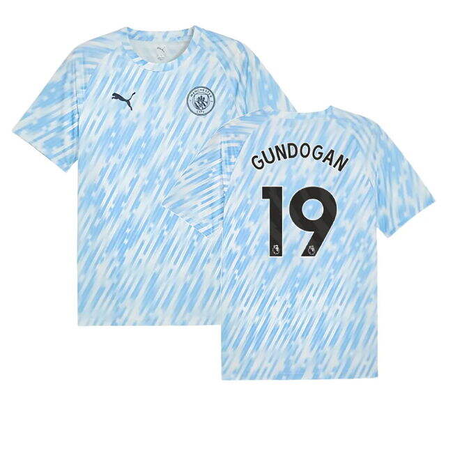 retro 2025-2026 Man City Warm Up Jersey (Silver Sky) (Gundogan 19)