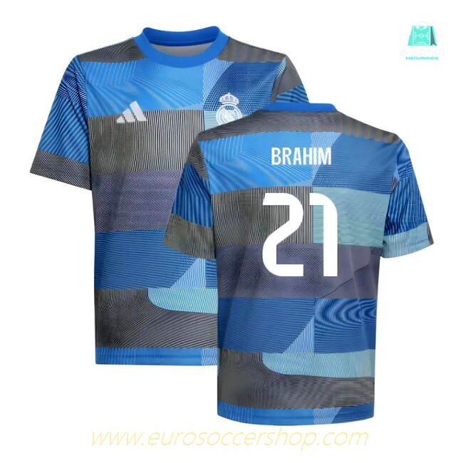 2025-2026 Real Madrid Pre-Match Shirt (Blue) - Kids (Brahim 21)