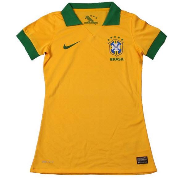 13-14 Brazil Home Women's Yellow Jersey Shirt - Official Replica 926