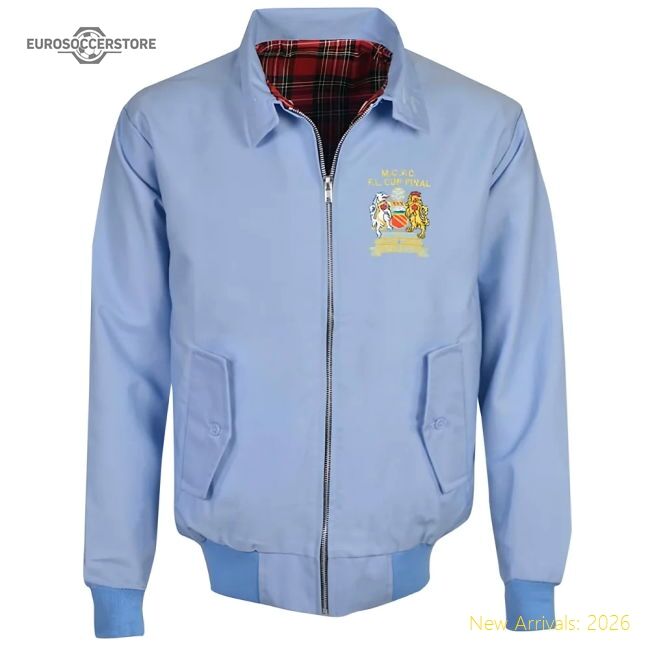 Official Manchester City Light Blue Harrington Jacket - Premium