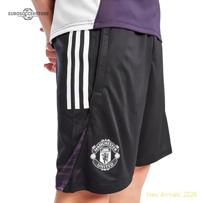 Official 2025-2026 Man Utd Training Shorts (black) - Kids - Premium
