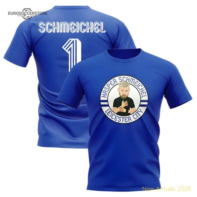 Authentic Kasper Schmeichel Leicester Illustration T-shirt (blue)