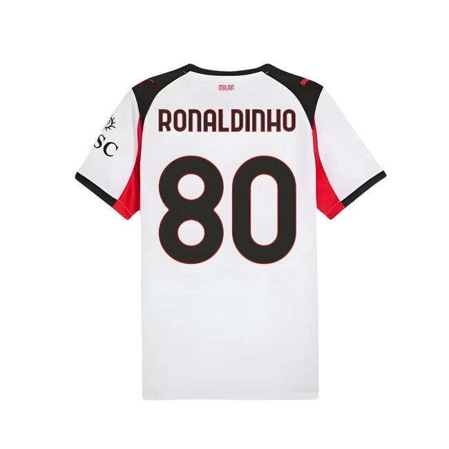 2025-2026 AC Milan Away Authentic Replica Shirt (Ronaldinho 80)