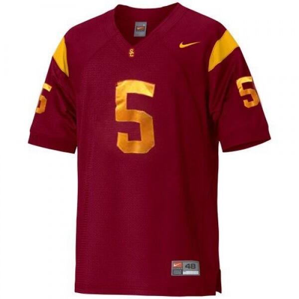 Men USC Trojans #5 Reggie Bush Authentic Jersey - Rising