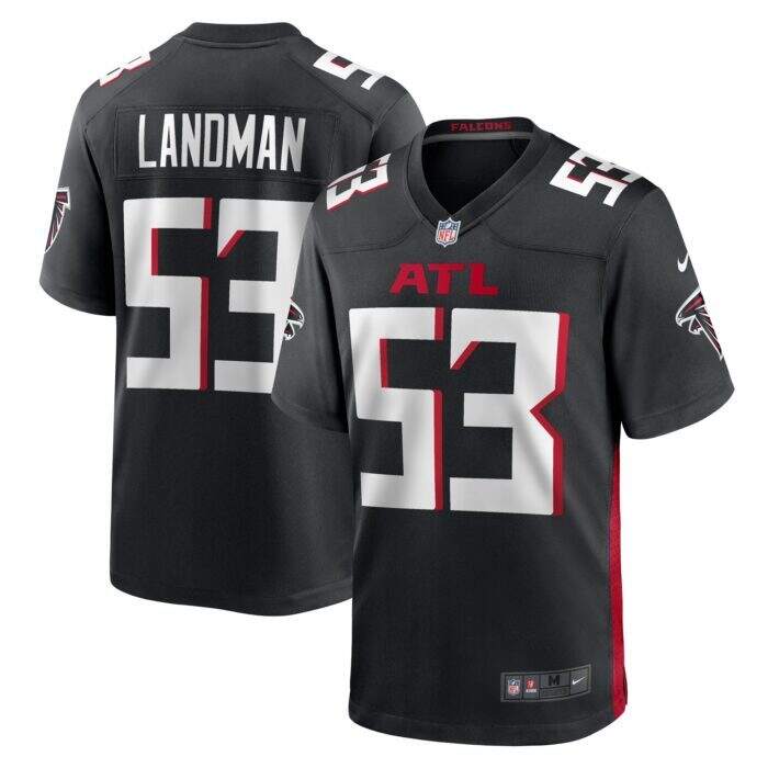 Men's Atlanta Falcons Nate Landman Nike Black Team Game Je...
