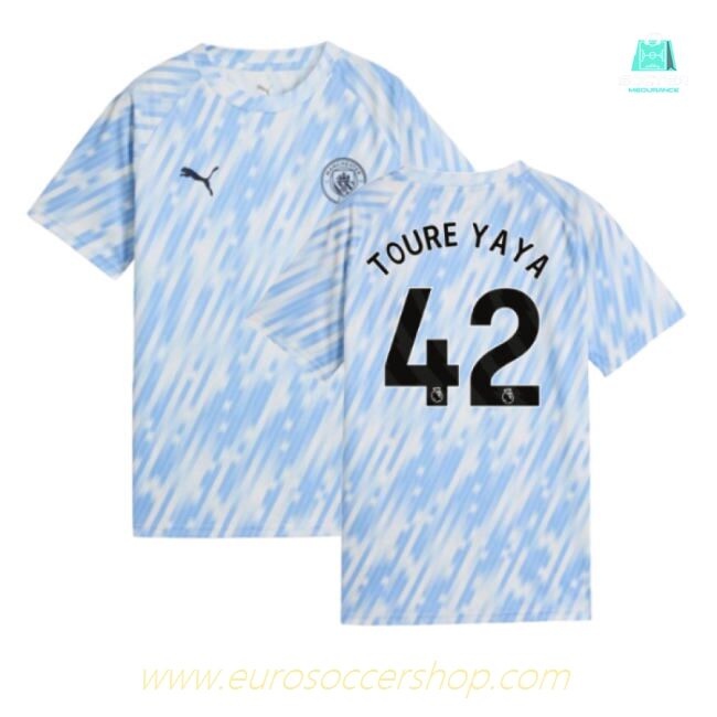 2025-2026 Man City Warm Up Jersey (Silver Sky) - Kids (Toure Yaya 42)
