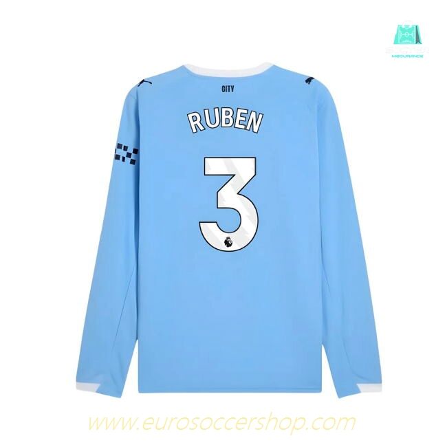 2025-2026 Man City Long Sleeve Home Shirt (Ruben 3)