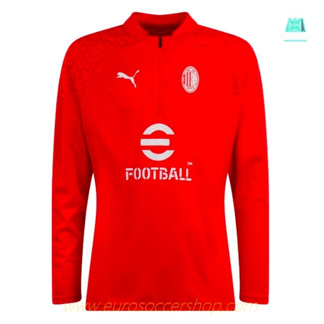 2023-2024 AC Milan Training Half Zip Top (Red)