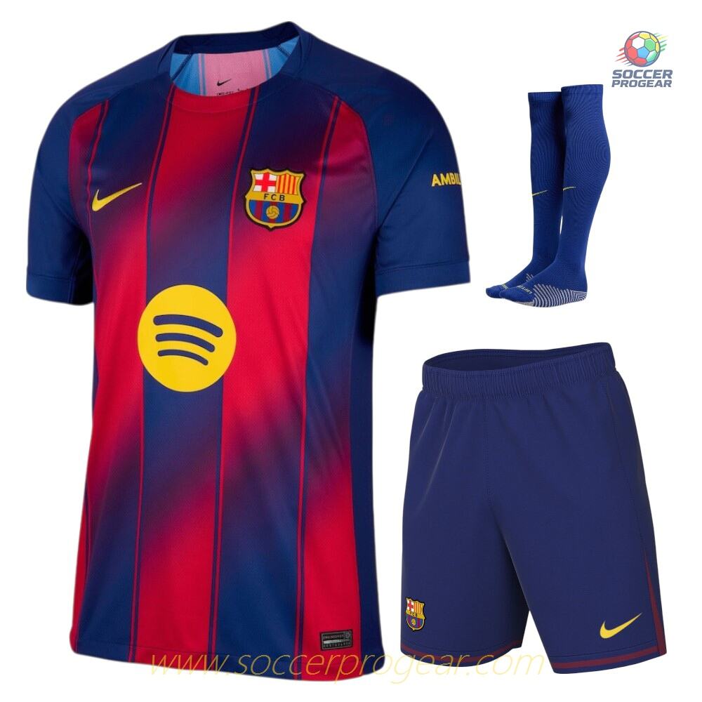 Barca Children Football Kit Team Shirt 2025-26 Edition Home