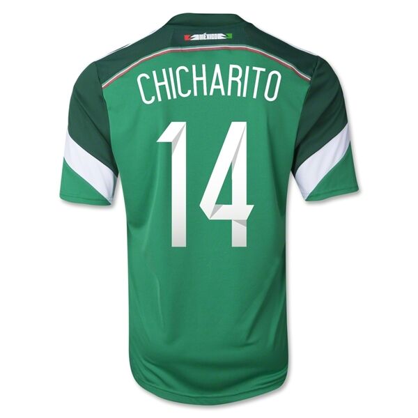 2014 Mexico 14 CHICHARITO Home Green Soccer Jersey Shirt - Official