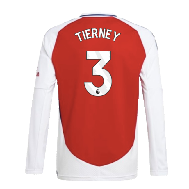 2024-2025 Arsenal Long Sleeve Home Shirt (Kids) (Tierney 3)