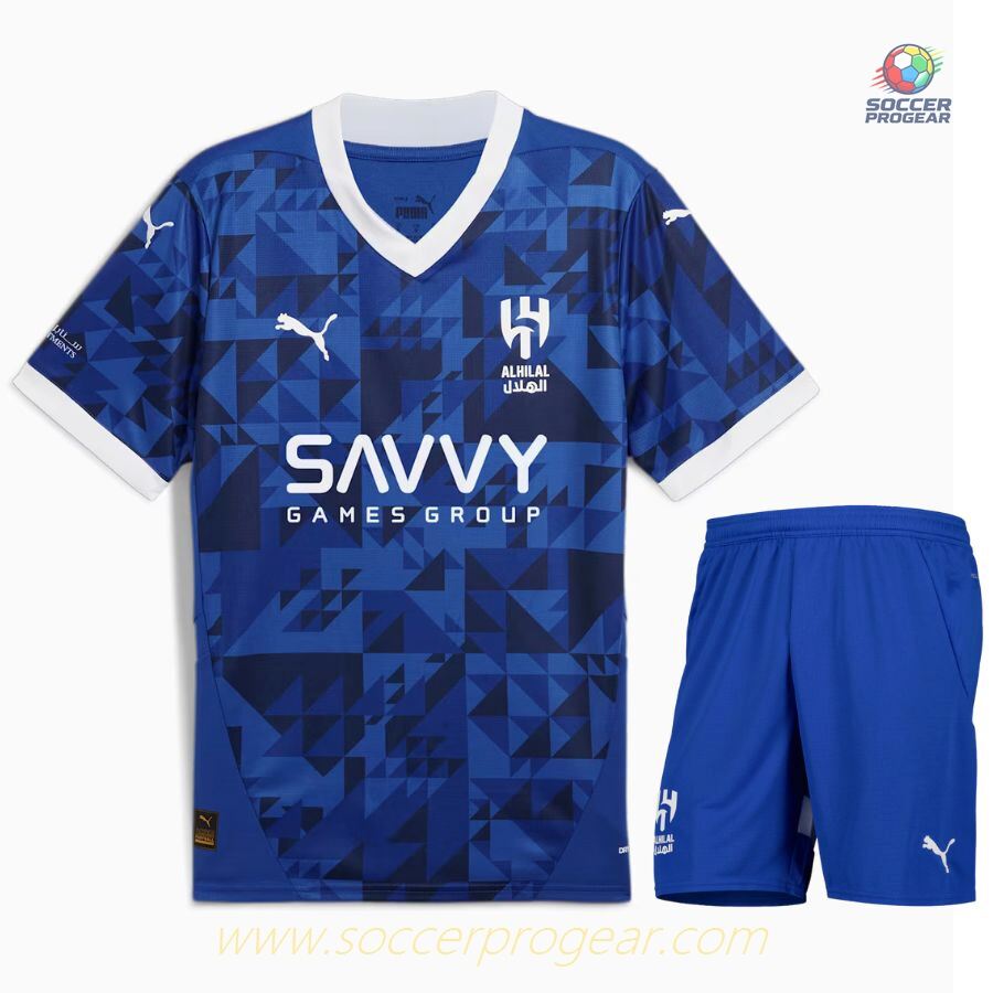 AL Hilal Home Children Football Kit Team Jersey 2024-2025 Season