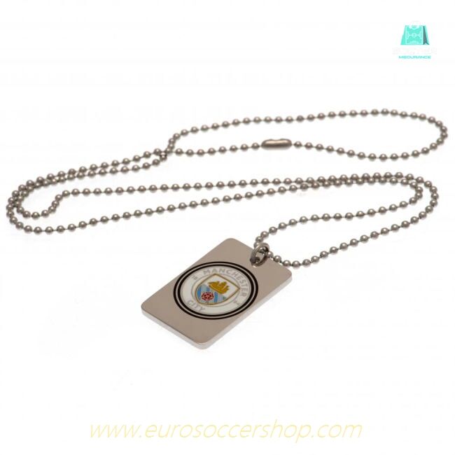 Manchester City FC Enamel Crest Dog Tag & Chain