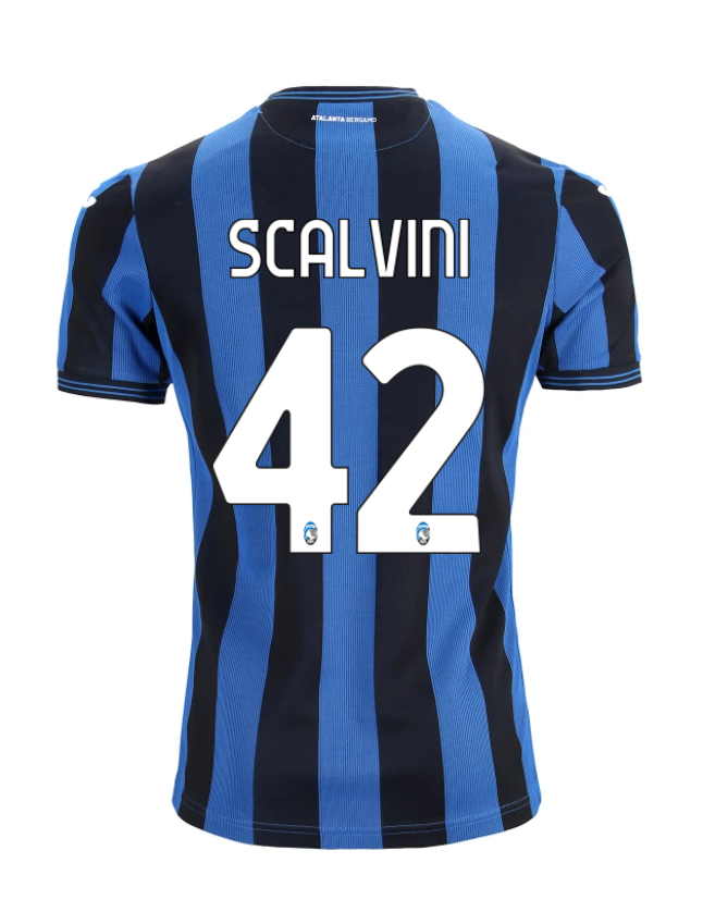 Atalanta's 24-25 Home Jersey, featuring the name SCALVINI and number 42.