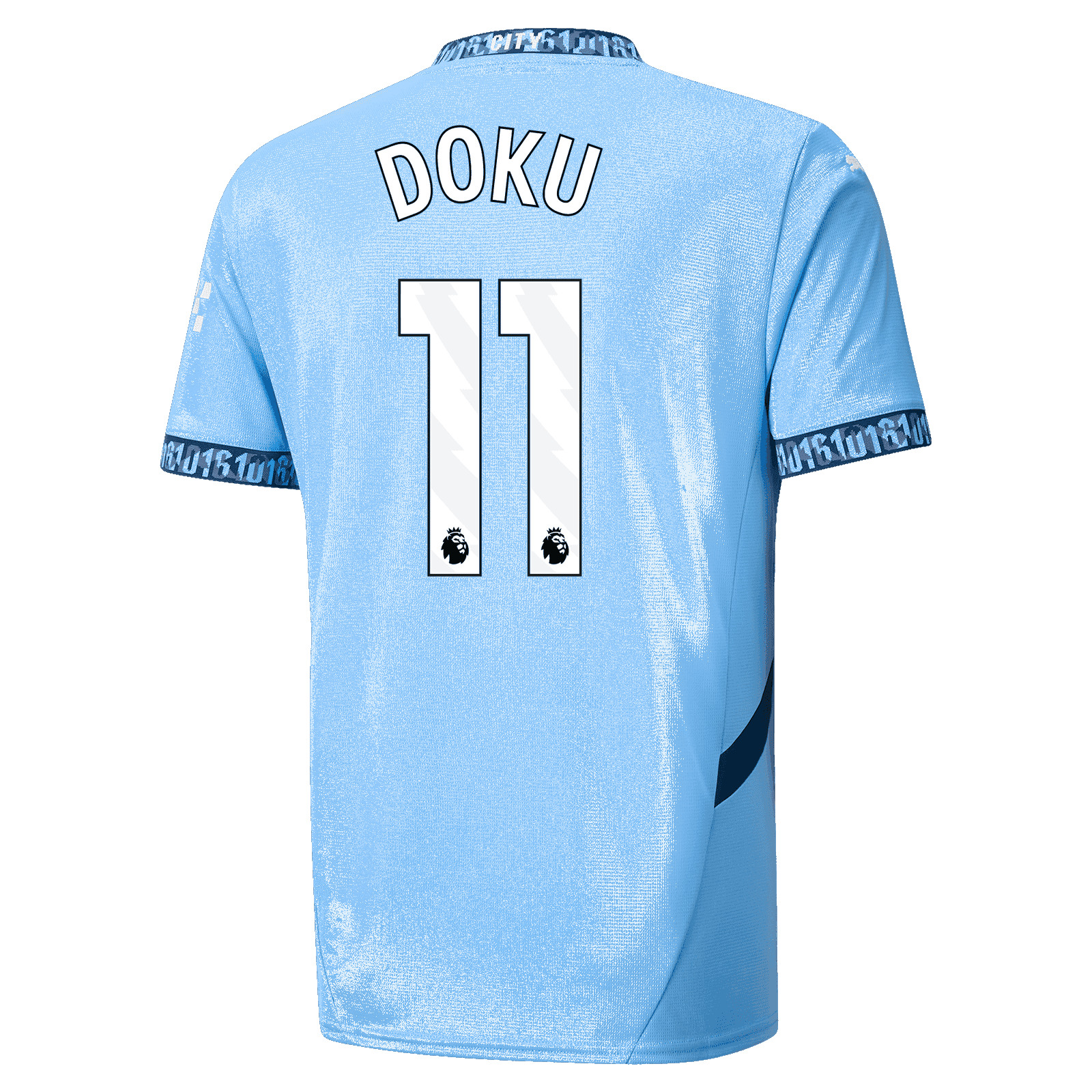 Manchester City's 24-25 Home Jersey, featuring Jérémy Doku with the number 11.