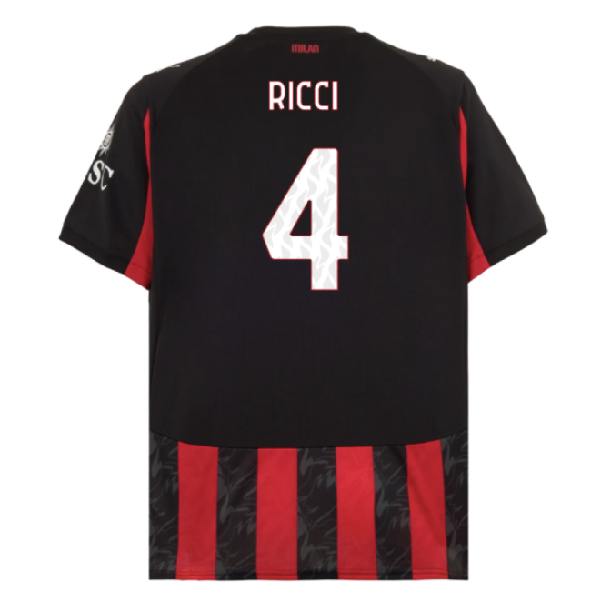 2025-2026 Ac Milan Home Shirt (ricci 4) - Match Quality