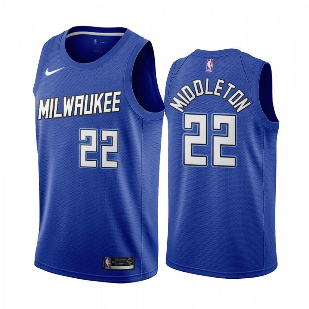 Fan Favorite Game-Ready Men's Bucks #22 Khris Blue Basketball Jersey