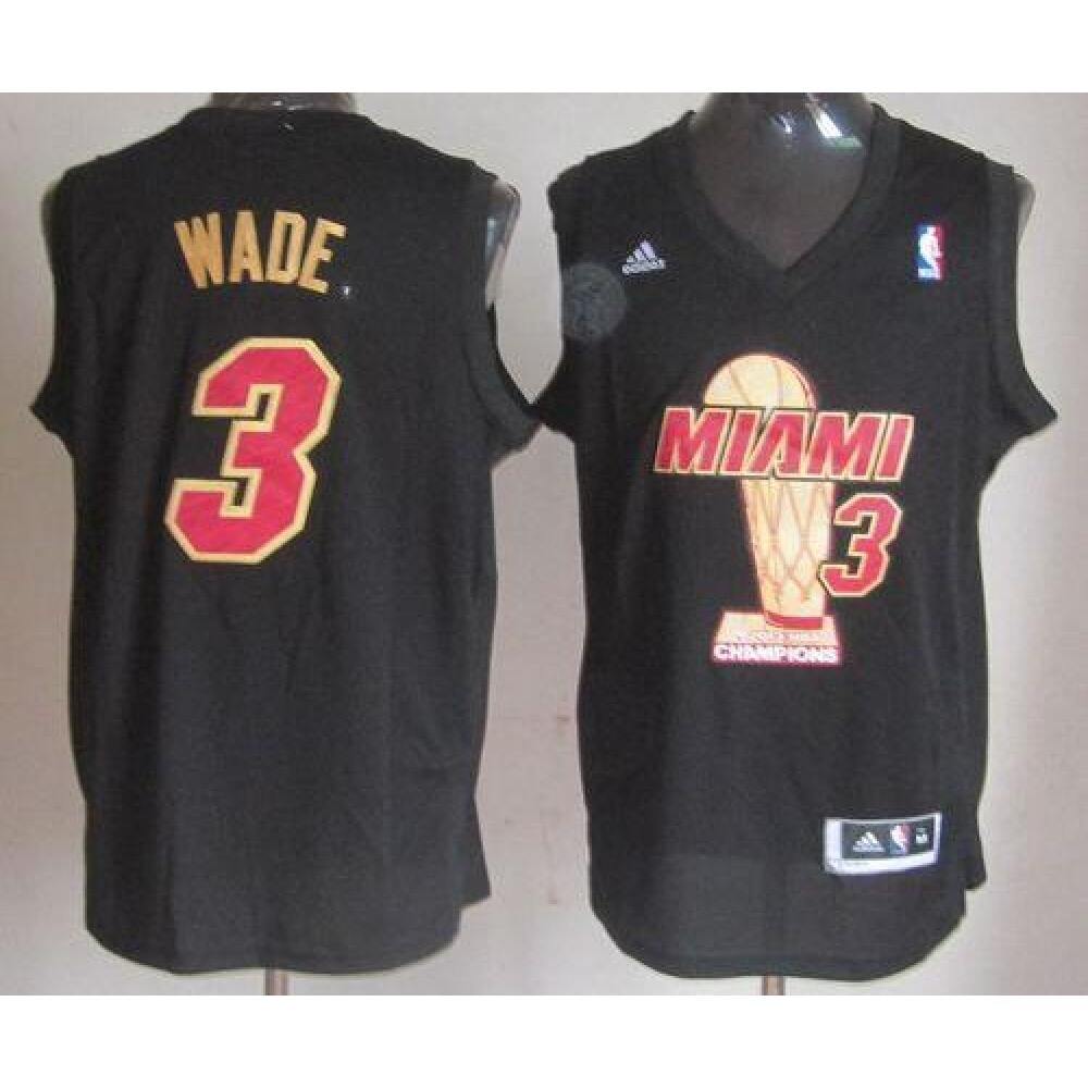 Collector's Item Durable Men's MIA #3 Dwyane Black Basketball Jersey