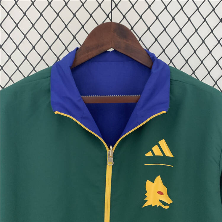 AS Roma 2324 Reversible Trench Jacket GreenBlue - Official Replica