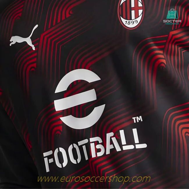 2023-2024 AC Milan Prematch LS Sweat Top (Black)