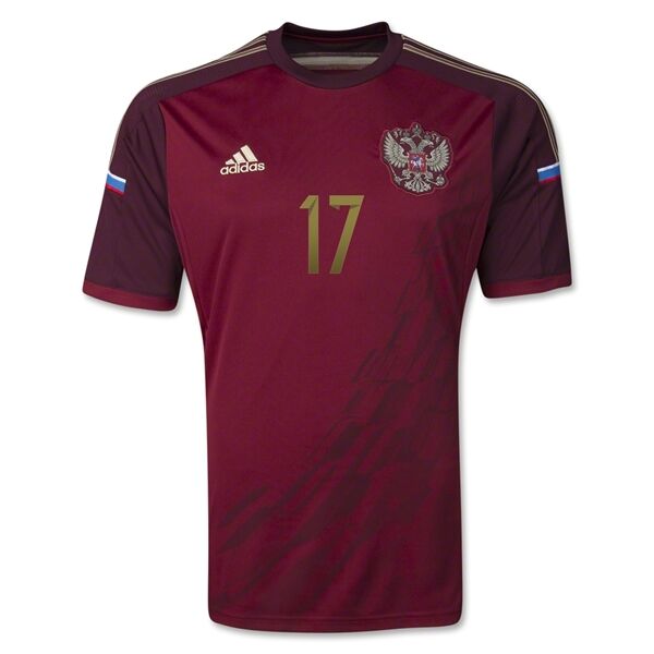 Moisture Wicking 2014 Russia 17 DZAGOEV Home Red Jersey Shirt
