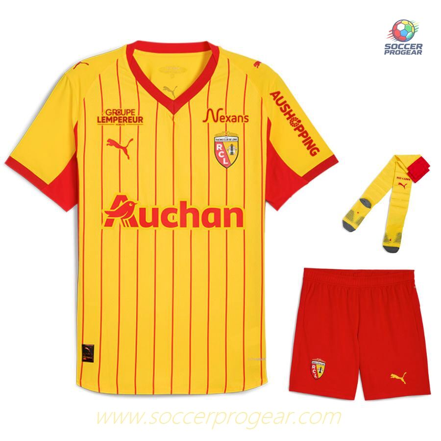 RC Lens Home Childrenren's Soccer Uniform Soccer Jersey 2025-26 Edition