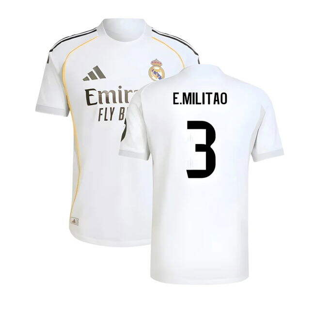 2025-2026 RM Home Football Shirt (E.Militao 3) Reinforced Seams