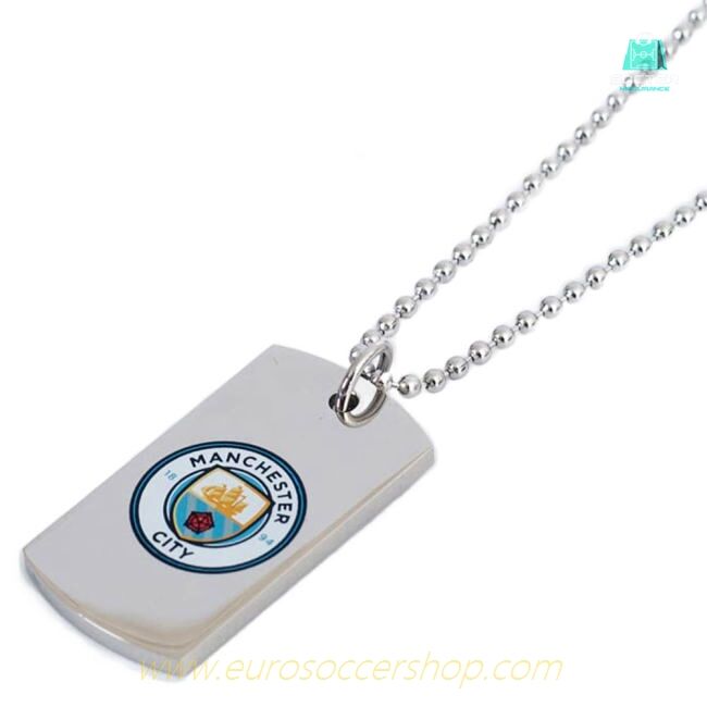 Manchester City FC Colour Crest Dog Tag & Chain
