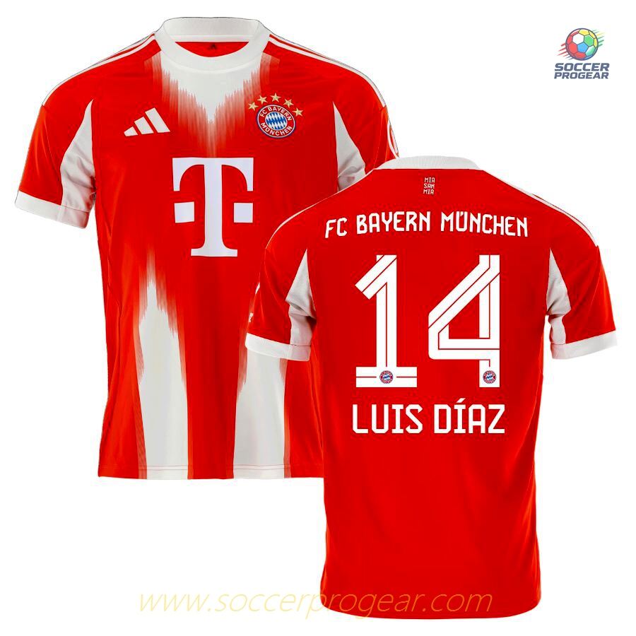 Bayern Munich Home Football Soccer Jersey 2025/26 Collection Luis Diaz