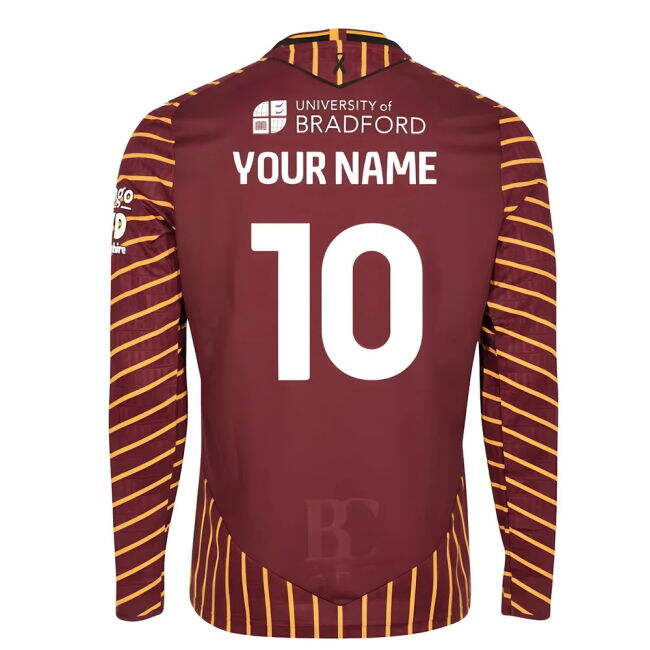 Verified 2025-2026 Bradford City Home Shirt Long Sleeve (Your Name)