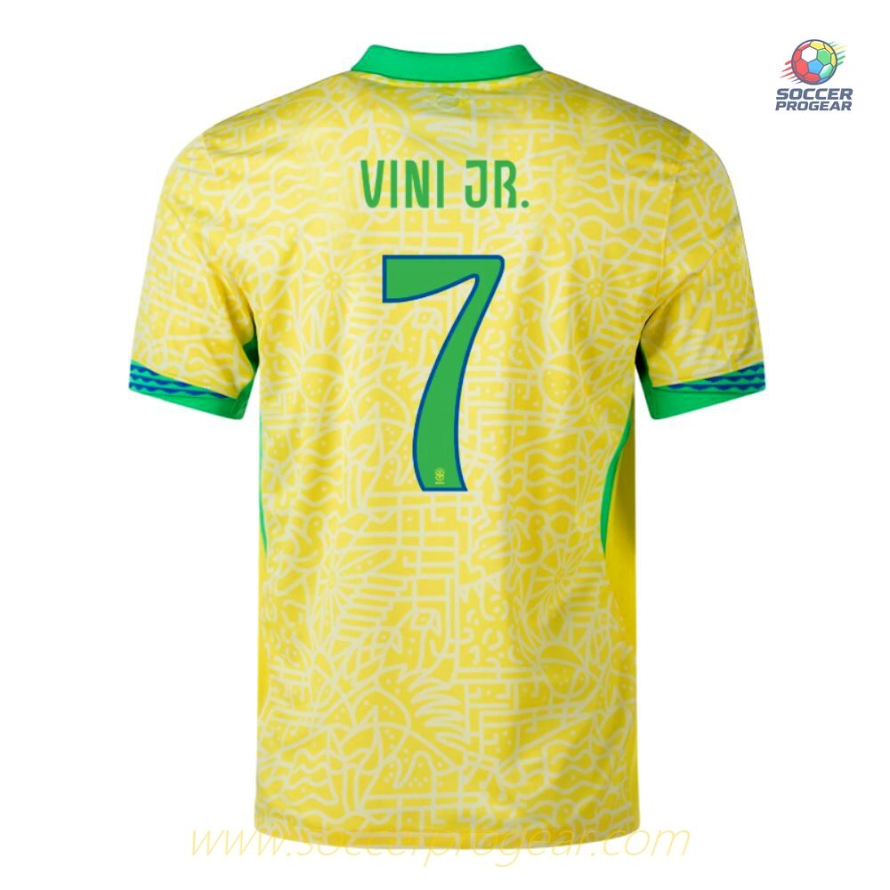 Children's Brazil Home Football Shirt Soccer Shirt 2024-2025 Season Vini JR