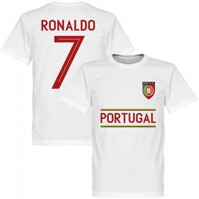 Portugal Ronaldo 7 Team Kids T-Shirt - White Premium Official